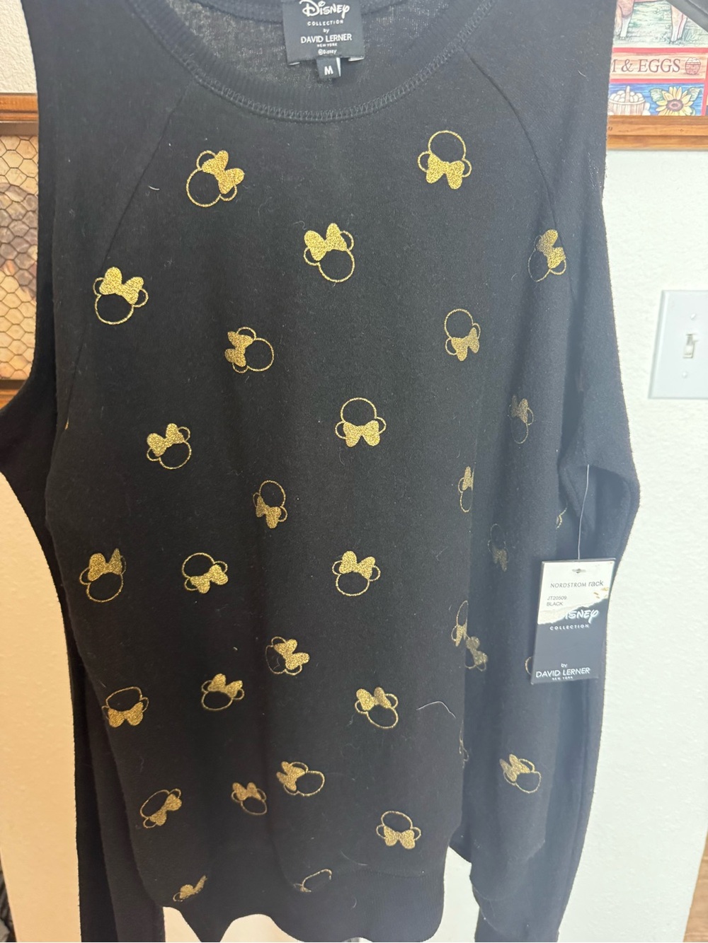 Disney NWT Cold-Shoulder Sweatshirt w/ Gold Minnie Icons - David Lerner Size M - Picture 6 of 6
